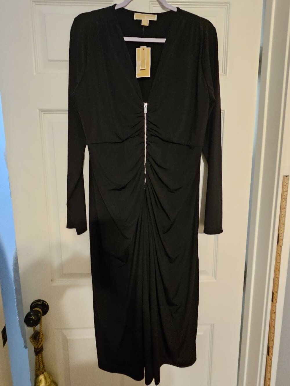 Michael Kors Black Long Sleeve Partial Zip Front Size XL